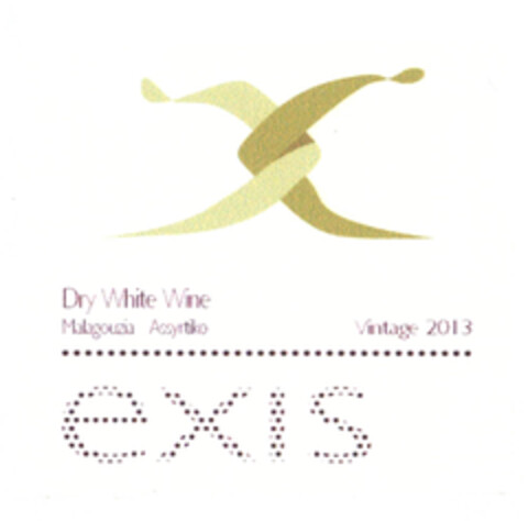 exis Dry White Wine Malagouzia Assyrtiko Vintage 2013 Logo (EUIPO, 04/16/2014)