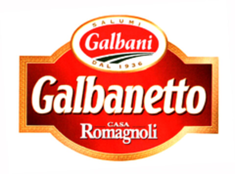 SALUMI Galbani DAL 1936 Galbanetto CASA Romagnoli Logo (EUIPO, 02/18/2003)