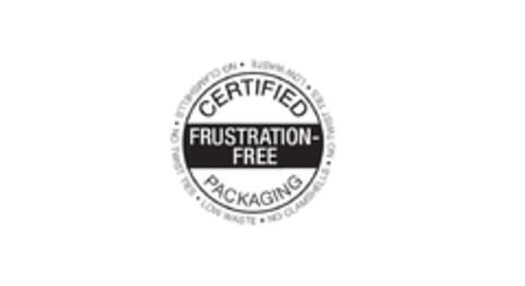 CERTIFIED FRUSTRATION-FREE PACKAGING LOW WASTE NO CLAMSHELLS NO TWIST TIES Logo (EUIPO, 06/08/2009)