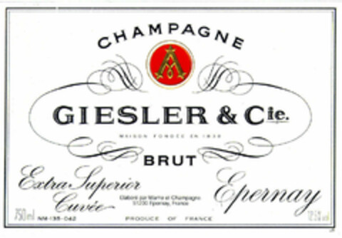 CHAMPAGNE GIESLER & Cie. Logo (EUIPO, 10/03/1996)