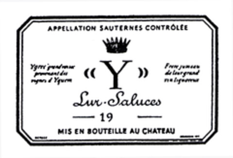 Y Lur-Saluces 19 APPELLATION SAUTERNES CONTRÔLÉE Logo (EUIPO, 30.10.2003)