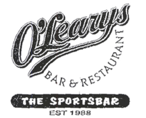 O'Learys BAR & RESTAURANT THE SPORTSBAR EST 1988 Logo (EUIPO, 22.01.2004)