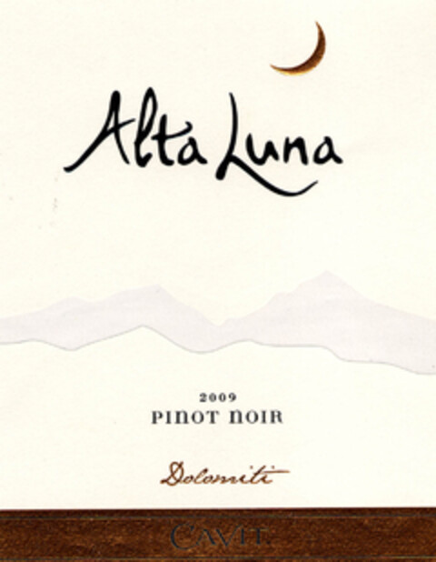Alta Luna 2009 PINOT NOIR Dolomiti Logo (EUIPO, 26.05.2011)