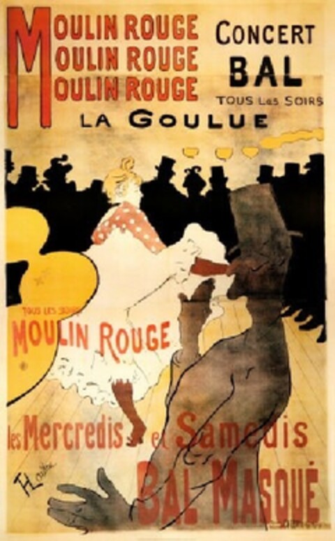 MOULIN ROUGE LA GOULUE CONCERT BAL TOUS LES SOIRS les MERCREDIS et SAMEDIS BAL MASQUÉ Logo (EUIPO, 05/13/2011)