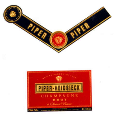 PIPER PIPER PIPER-HEIDSIECK CHAMPAGNE BRUT à Reims France Logo (EUIPO, 04/15/1997)