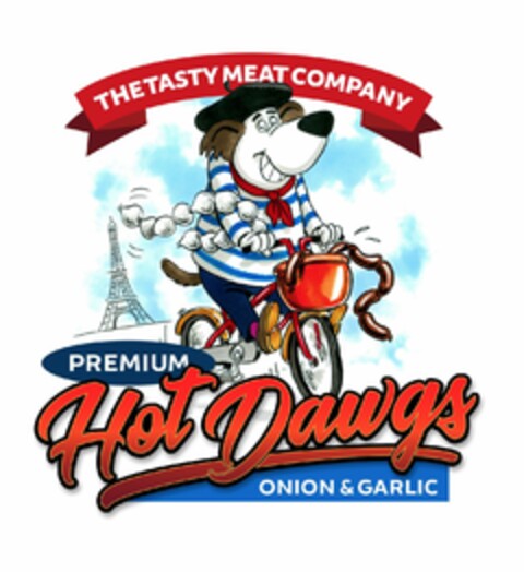 THE TASTY MEAT COMPANY PREMIUM Hot Dawgs ONION & GARLIC Logo (EUIPO, 11/30/2017)