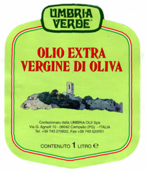 UMBRIA VERDE OLIO EXTRA VERGINE DI OLIVA Logo (EUIPO, 09.12.1998)