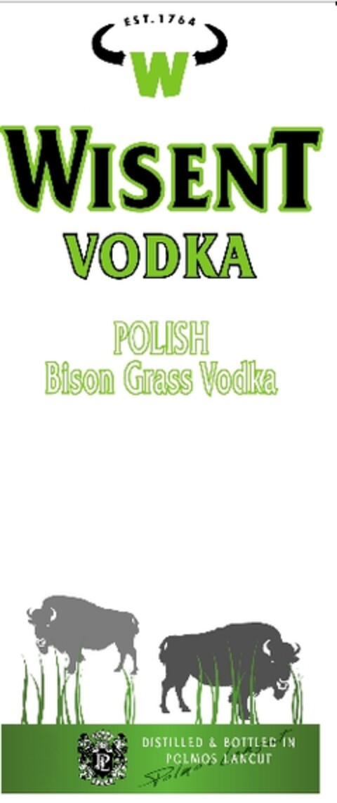 WISENT VODKA POLISH Bison Grass Vodka; DISTILLED & BOTTLED IN POLMOS ŁAŃCUT Logo (EUIPO, 03.09.2010)