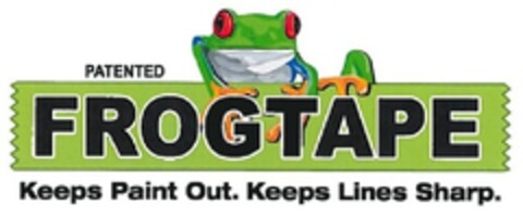 PATENTED FROGTAPE KEEPS PAINT OUT. KEEPS LINES SHARP Logo (EUIPO, 01.07.2013)