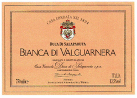 DUCA DI SALAPARUTA BIANCA DI VALGUARNERA Logo (EUIPO, 18.06.1999)