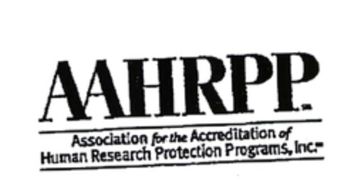 AAHRPP. Association for the Accreditation of Human Research Protection Programs, inc. Logo (EUIPO, 16.01.2003)