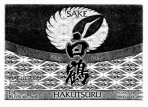 SAKE HAKUTSURU SINCE 1743 Logo (EUIPO, 11/07/2002)