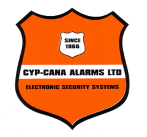 SINCE 1966
CYP-CANA ALARMS LTD
ELECTRONIC SECURITY SYSTEMS. Logo (EUIPO, 11.05.2009)