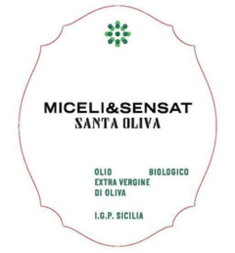 MICELI & SENSAT SANTA OLIVA OLIO EXTRA VERGINE DI OLIVA BIOLOGICO I.G.P. SICILIA Logo (EUIPO, 13.07.2023)