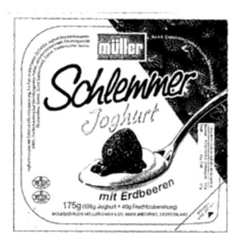 müller Schlemmer Joghurt mit Erdbeeren Logo (EUIPO, 03/11/1999)