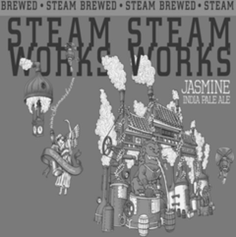 STEAM BREWED STEAM WORKS JASMINE INDIA PALE ALE Recycle for Redemption www.Steamworks.com Logo (EUIPO, 05/09/2018)