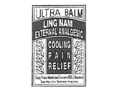 ULTRA BALM LING NAM EXTERNAL ANALGESIC COOLING PAIN RELIEF Logo (EUIPO, 09.07.2009)