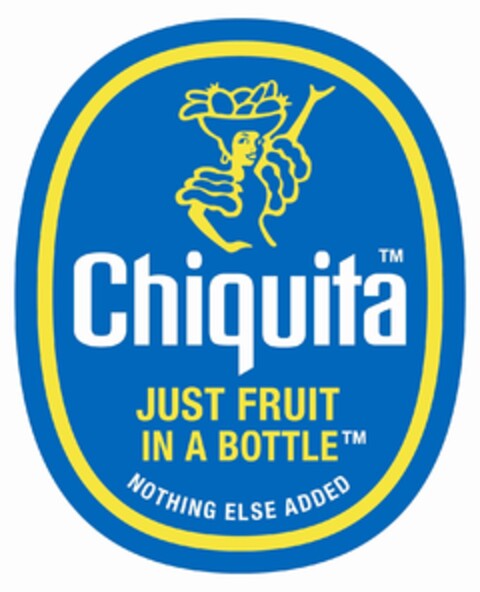 Chiquita, JUST FRUIT IN A BOTTLE, NOTHING ELSE ADDED Logo (EUIPO, 05.02.2010)