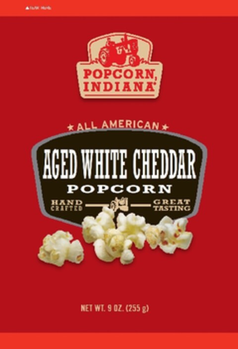 POPCORN, INDIANA ALL AMERICAN AGED WHITE CHEDDAR POPCORN HAND CRAFTED GREAT TASTING Logo (EUIPO, 04.06.2012)