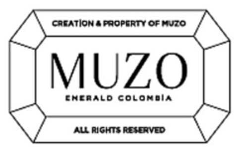 CREATION & PROPERTY OF MUZO MUZO EMERALD COLOMBIA ALL RIGHTS RESERVED Logo (EUIPO, 11.04.2017)