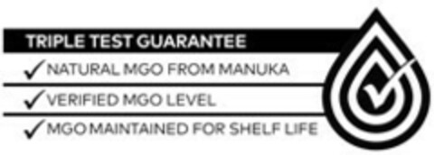 TRIPLE TEST GUARANTEE NATURAL MGO FROM MANUKA VERIFIED MGO LEVEL MGO MAINTAINED FOR SHELF LIFE Logo (EUIPO, 10/10/2019)