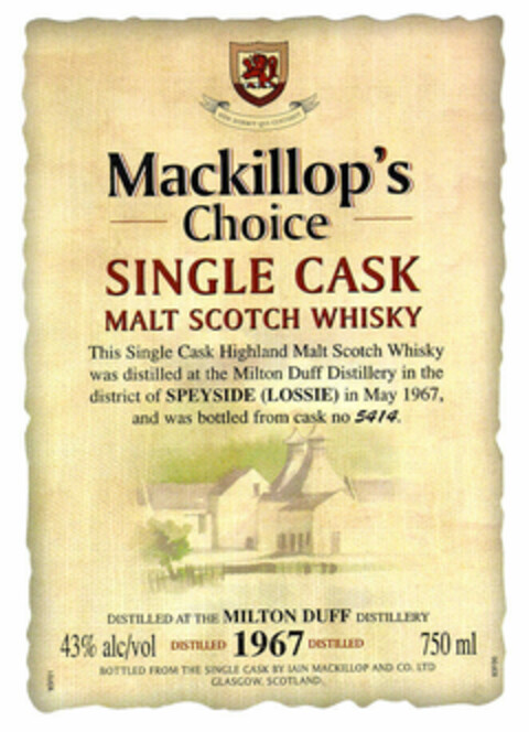 Mackillop's Choice SINGLE CASK MALT SCOTCH WHISKY Logo (EUIPO, 08.04.1999)