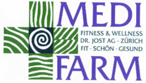 MEDI FARM FITNESS & WELLNESS DR. JOST AG · ZÜRICH FIT · SCHÖN · GESUND Logo (EUIPO, 11.05.2001)