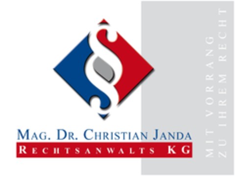 Mag. Dr. Christian Janda Rechtsanwalts KG - Mit Vorrang zu Ihrem Recht Logo (EUIPO, 11.02.2010)