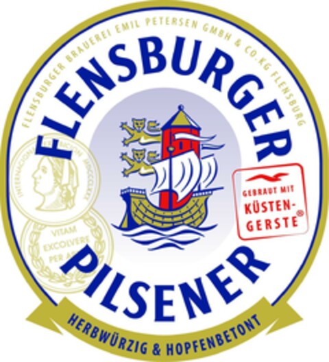 FLENSBURGER PILSENER HERBWÜRZIG & HOPFENBETONT GEBRAUT MIT KÜSTENGERSTE Logo (EUIPO, 20.04.2023)