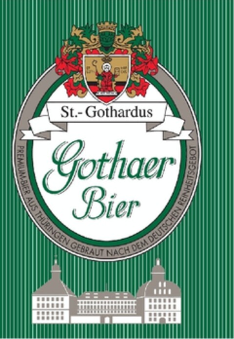 St.-Gothardus Gothaer Bier
Premium-Bier  aus Thüringen gebraut nach dem deutschen Reinheitsgebot Logo (EUIPO, 12/01/2011)