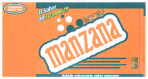 El sabor de Ecuador BALORU manzana Logo (EUIPO, 10.10.2008)