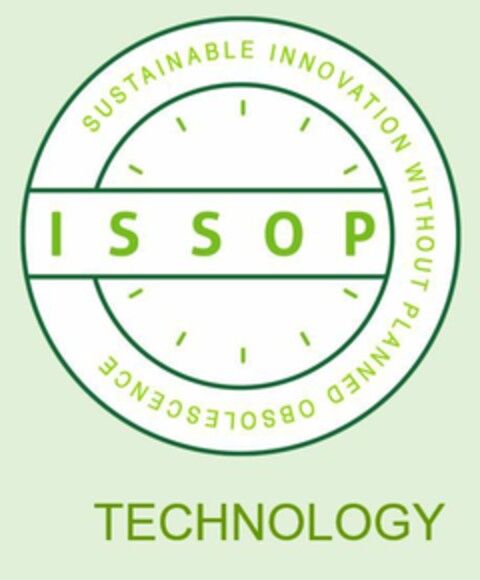 ISSOP SUSTAINABLE INNOVATION WITHOUT PLANNED OBSOLESCENCE TECHNOLOGY Logo (EUIPO, 07.12.2022)