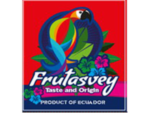 FRUTASVEY TASTE AND ORIGIN PRODUCT OF ECUADOR Logo (EUIPO, 06/25/2015)