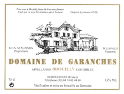 DOMAINE DE GARANCHES Logo (EUIPO, 10.02.2004)