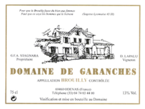 DOMAINE DE GARANCHES Logo (EUIPO, 02/10/2004)