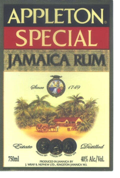 APPLETON SPECIAL JAMAICA RUM Since 1749 Estate Distilled Logo (EUIPO, 02.01.2007)