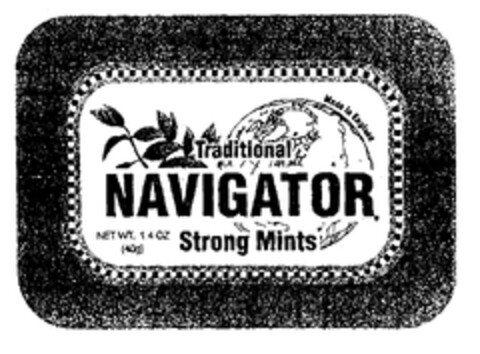 Traditional NAVIGATOR Strong Mints Made in England NET WT. 1.4 OZ (40g) Logo (EUIPO, 30.07.1998)