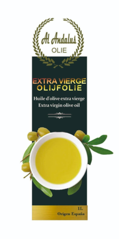 Al andalus OLIE EXTRA VIERGE OLIJFOLIE huile d'olive extra vierge Extra virgen olive oil Origen España Logo (EUIPO, 09/18/2020)