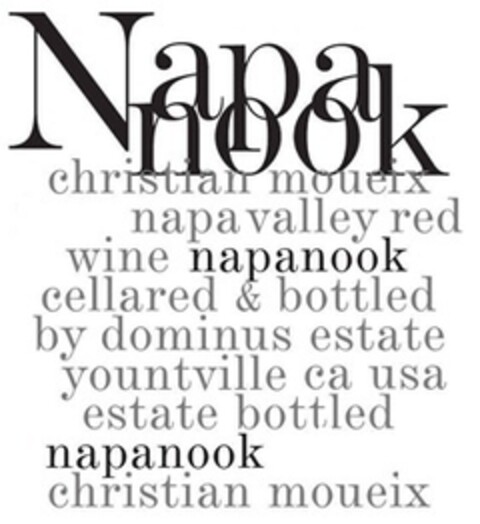 NAPANOOK christian moueix napa valley red wine napanook cellared & bottled by dominus estate yountville ca usa estate bottled napanook christian moueix Logo (EUIPO, 05/09/2018)