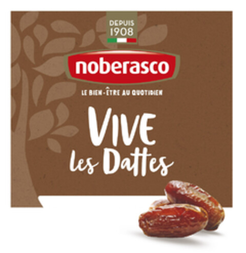 DEPUIS 1908 NOBERASCO LE BIEN ETRE AU QUOTIDIEN VIVE LES DATTES Logo (EUIPO, 02/26/2019)