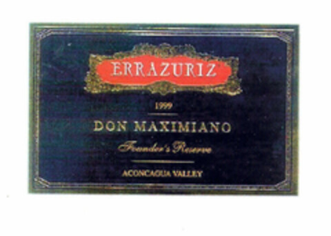 ERRAZURIZ DON MAXIMIANO 1999 Founder's Reserve ACONCAGUA VALLEY Logo (EUIPO, 19.04.2002)