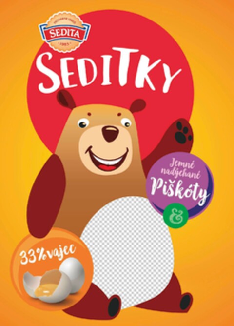 PEČIVÁRNE SEREĎ SEDITA * 1953 * SEDITKY 33 % vajec Jemné nadýchané Piškóty & Logo (EUIPO, 10/03/2022)