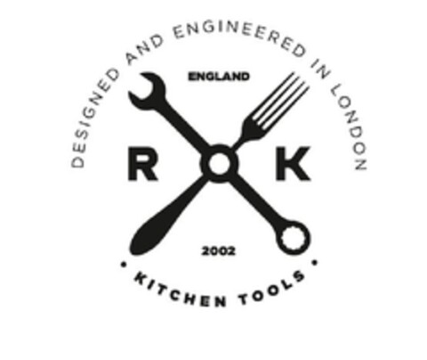 ROK Designed and engineered in London  Kitchen tools 2002 Logo (EUIPO, 17.05.2012)
