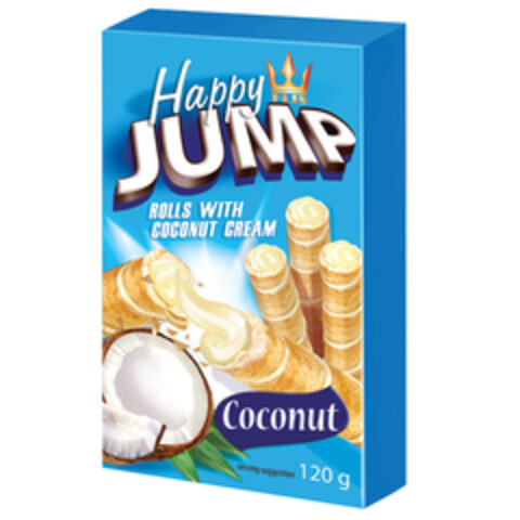 Happy Flis JUMP ROLLS WITH COCONUT CREAM Coconut 120g Logo (EUIPO, 29.08.2016)