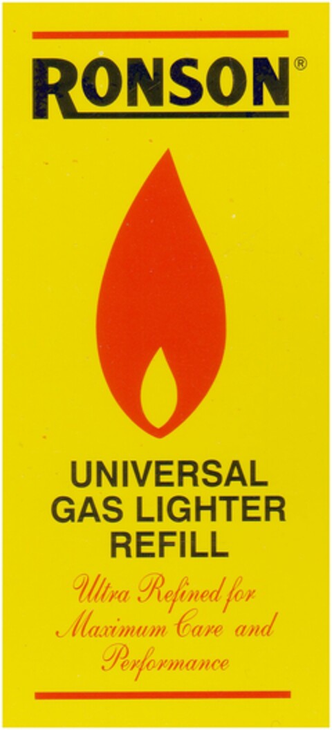 RONSON UNIVERSAL GAS LIGHTER REFILL Ultra Refined for Maximum Care and Performance Logo (EUIPO, 15.10.2004)