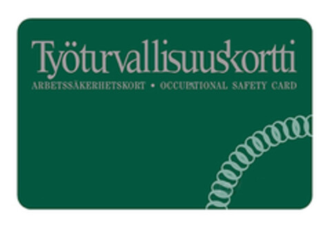 Työturvallisuuskortti ARBETSSÄKERHETSKORT OCCUPATIONAL SAFETY CARD Logo (EUIPO, 10/13/2016)