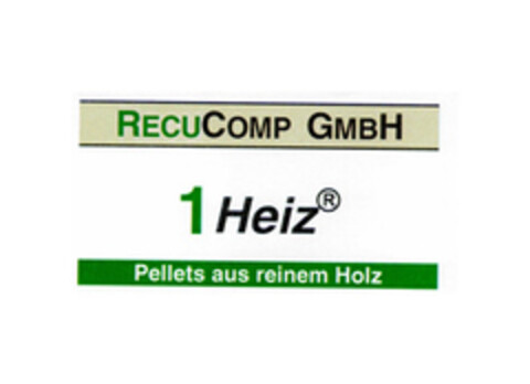 RECUCOMP GMBH 1 HEIZ Pellets aus reinem Holz Logo (EUIPO, 03/19/2007)