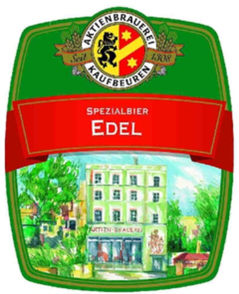 AKTIENBRAUEREI KAUFBEUREN Seit 1308 SPEZIALBIER EDEL Logo (EUIPO, 28.09.2012)