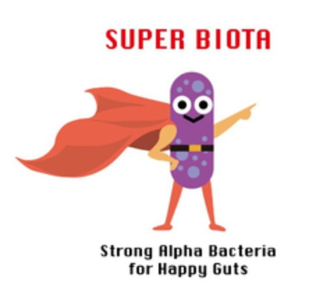 SUPER BIOTA - Strong Alpha Bacteria for Happy Guts Logo (EUIPO, 12/27/2019)