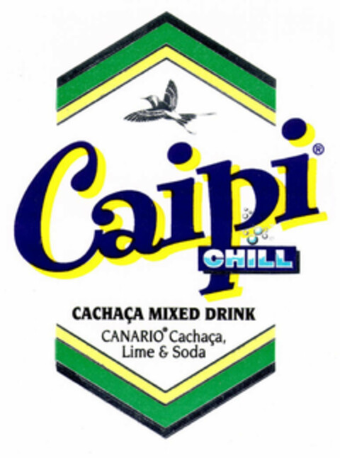 Caipi CHILL CACHAÇA MIXED DRINK CANARIO Cachaça, Lime & Soda Logo (EUIPO, 11/04/2002)